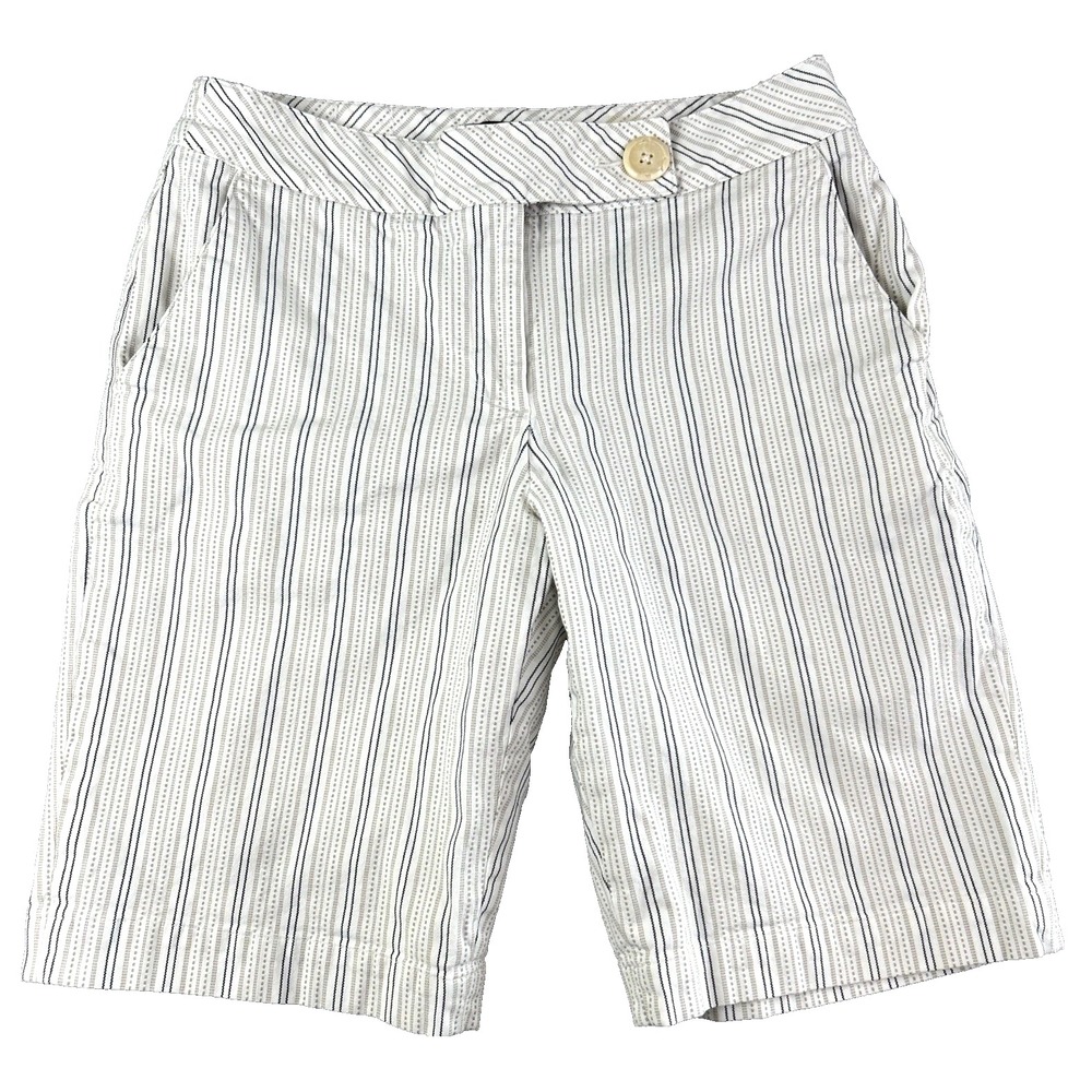Talbots White and Navy Striped Bermuda Shorts